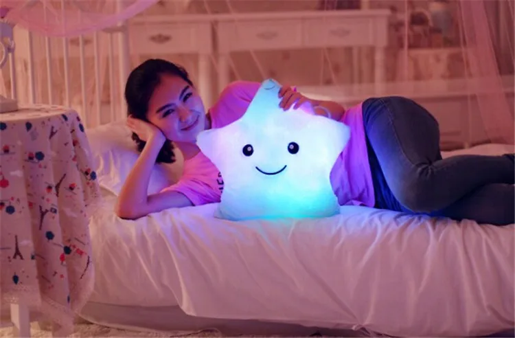 1 шт., 38 см, Kawaii, плюшевая подушка, светящаяся Подушка, светодиодный светильник, подушка, Горячие Красочные сверкающие звезды, детские игрушки, рождественский подарок, подарки на день рождения