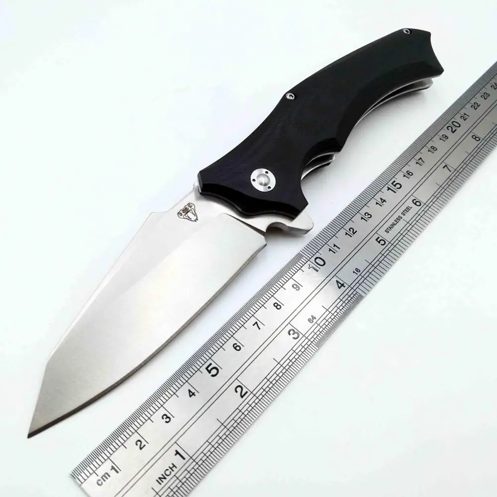 Black Handle Knife JSSQ Змеиный медный шарикоподшипник складной нож 9Cr18Mov лезвие тактические карманные ножи походные охотничьи ножи для выживания EDC Открытый - Цвет: Black Handle Knife