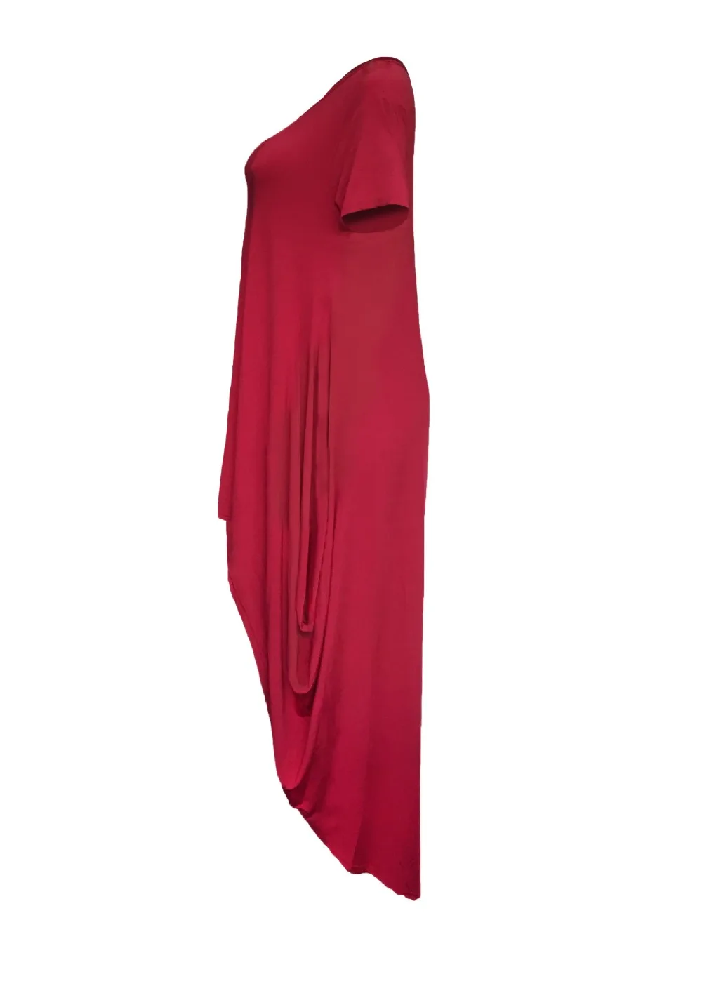 HAOOHU Sexy Long Dress Women Summer New O-Neck Short Sleeve Robe Casual Loose Solid Maxi Dress Irregular Party Club Dress