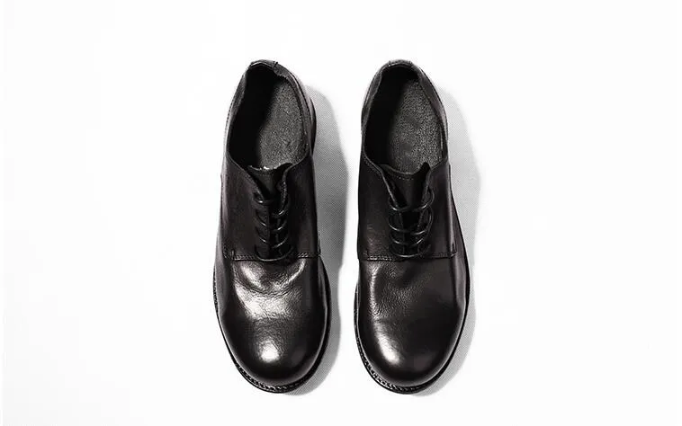 Lace-Up Men's Oxford Genuine Leather Men Dress Shoes Vintage Handmade Japanese Style Toes-Spring Gradient Casual Wedding | Обувь