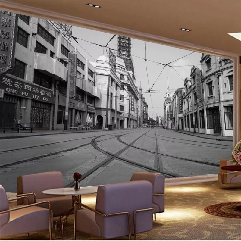 Обои на заказ 3d фрески старый шанхай ретро современный минималистичный тв фон
