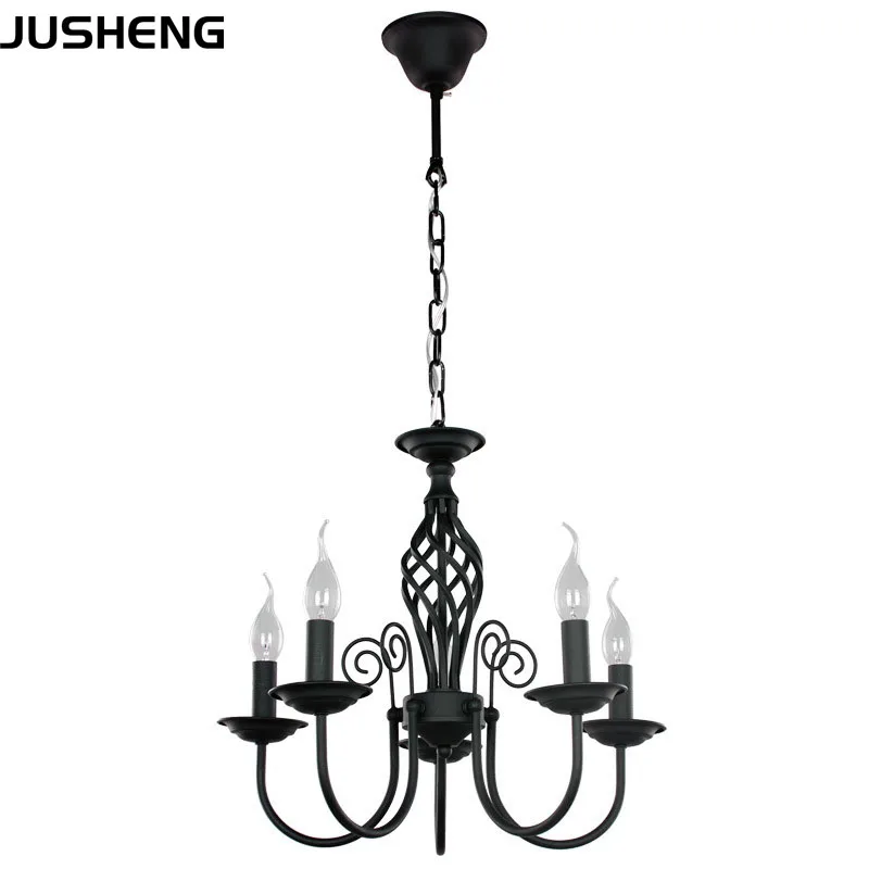 JUSHENG American Retro Style Iron Chandelier Lighting Led E14 Bulb Luminarias Dining Room Kitchen Chandeliers 3/5/8T | Лампы и