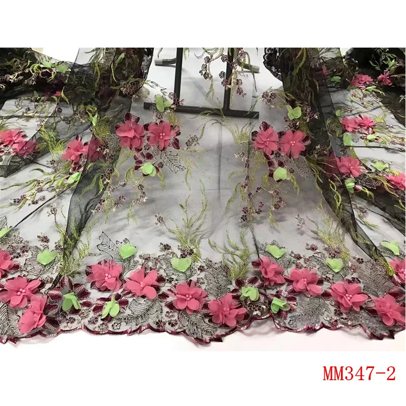 Бесплатная доставка африканская 3d кружевная ткань с бисером цветок для