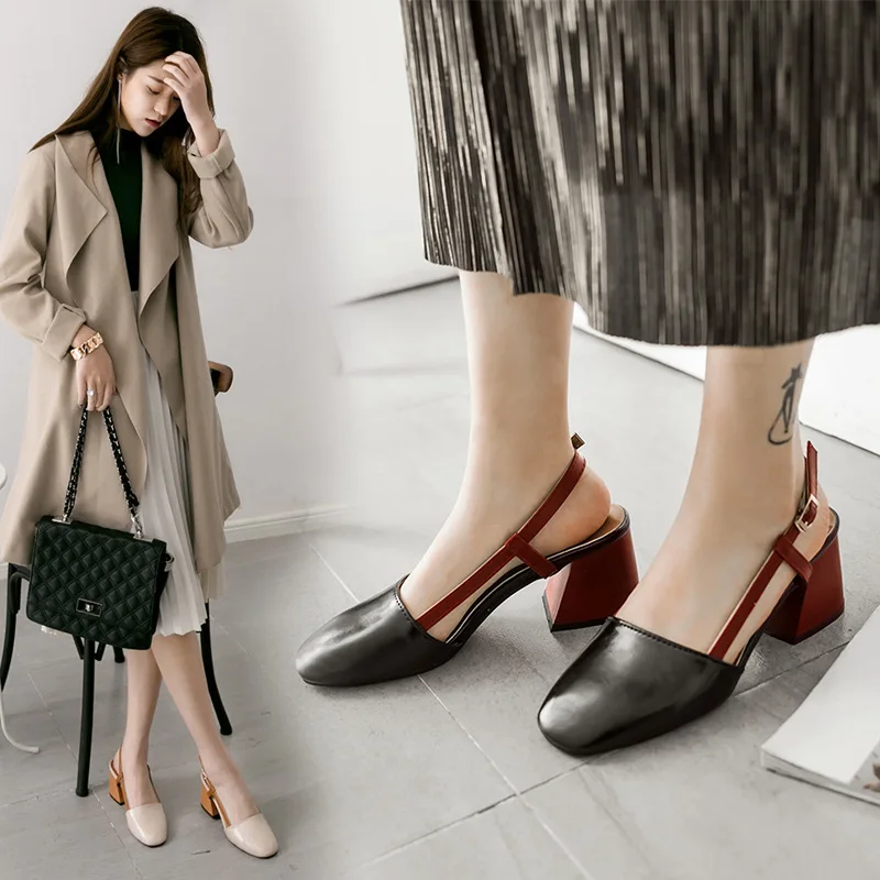 2017 новых мужчин летние женские квадратный каблук и носок сандалии обувь с