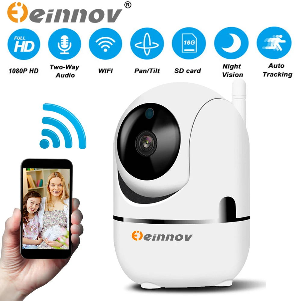 Einnov PTZ автоматическое отслеживание 1080P Мини Wifi камера ip наблюдения домашняя