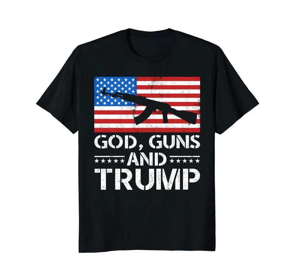 

God Guns & Trump 2019 Fashion 100% Cotton Slim Fit Top Short Sleeve Hipster Tees Casual T Shirts