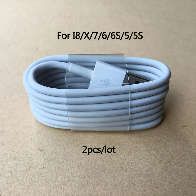 2 шт./лот 1 м 8Pin USB Дата кабель для быстрой передачи данных зарядный iPhone X XS MAX 8 7 6S Plus 5