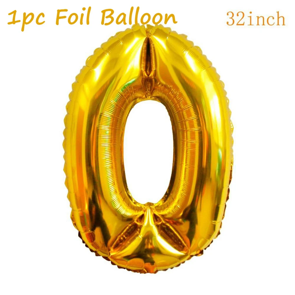 Number 0 balloon QIFU 10 шт. 12 дюймов воздушные шары на день рождения 30 40 50 украшения для дня рождения для взрослых детей Гелиевый шар фольга, латекс, балон - Цвет: Number 0 balloon