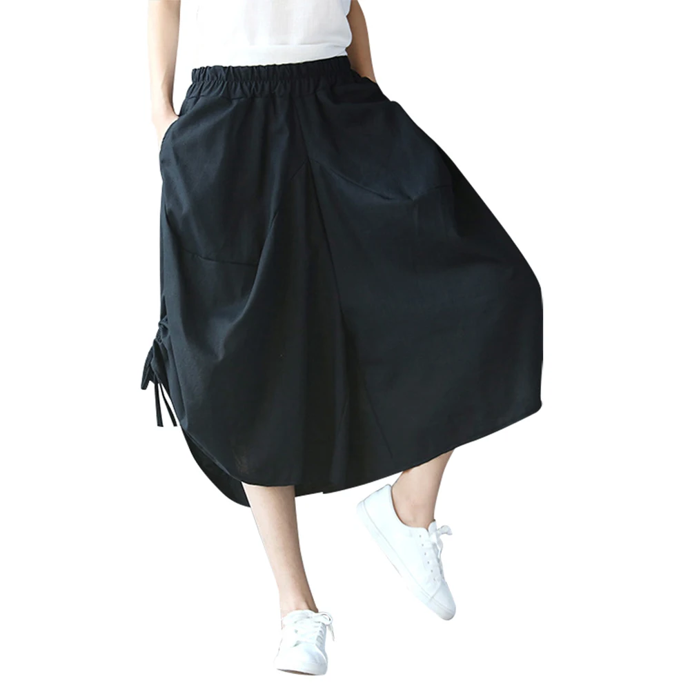 Feoya Для женщин из хлопка и льна широкие штаны Свободные Национальный Ветер