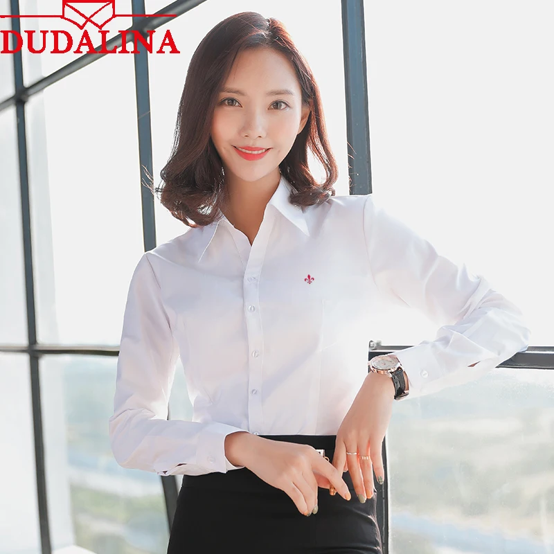 Dudalina кофточка Blusa Roupas Camisa Feminina Manga Longa рубашка длинный рукав вышивка формальный Топ элегантная женская рубашка