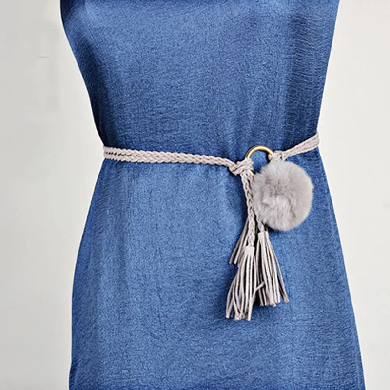 Модный пояс для женщин женский с кисточками плетеный тонкий широкий свитер