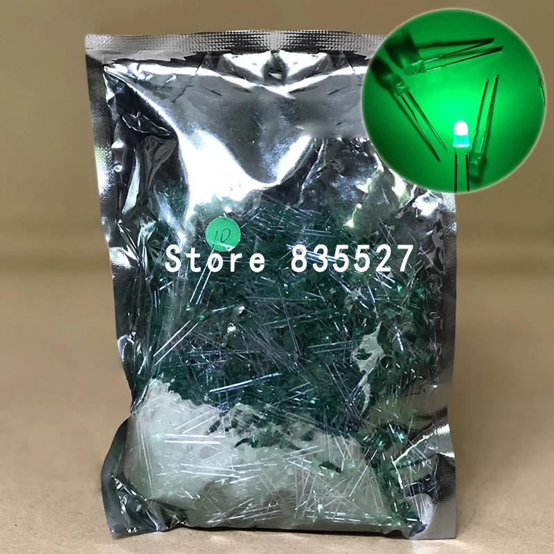 

1000pcs/lot 3mm emerald green in color DIP Round LED light emitting diode short legs DIY lights LEDS Light Beads New original