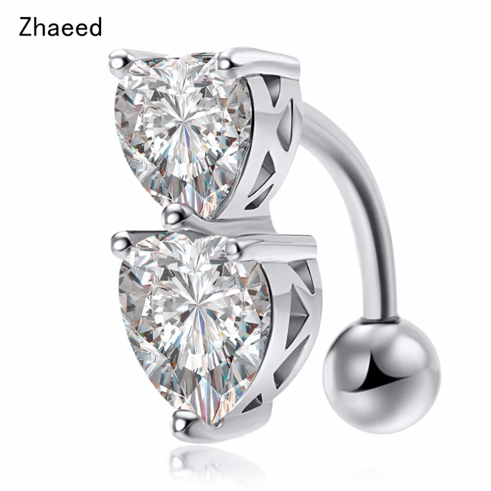 1 ШТ. Пирсинг Ювелирные Изделия Кубического Циркония Кристалл Двойное Сердце