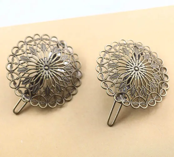 Винтажная заколка пряжка для волос с цветами 37 мм|diy findings|filigree flowervintage findings |