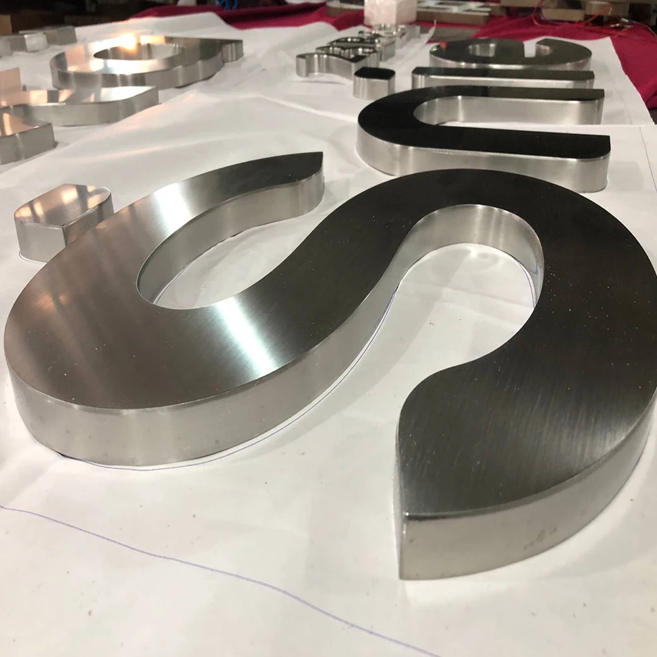 3D Brushed finish sign stainless steel metal letter
