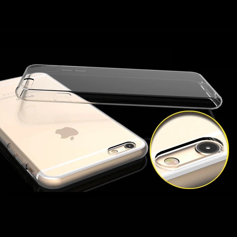 Для Apple iPhone 6 6s чехол тонкий прозрачный защитный силиконовый из ТПУ рукав для plus/6s