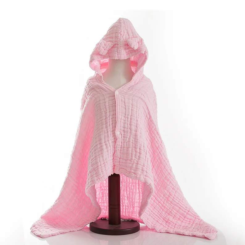 pink Детские Банные халаты; плащ для мальчиков и девочек; 6 слоев; муслиновый хлопковый махровый Халат с капюшоном; пляжные банные халаты с башней; полотенце; Пижама; платье - Цвет: pink