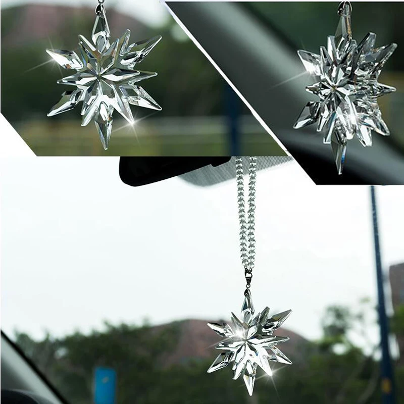 Car Pendant Crystal Large Snowflakes Ornaments Snowflake Clear Edition Rearview Mirror Ornament Interior Accessories |