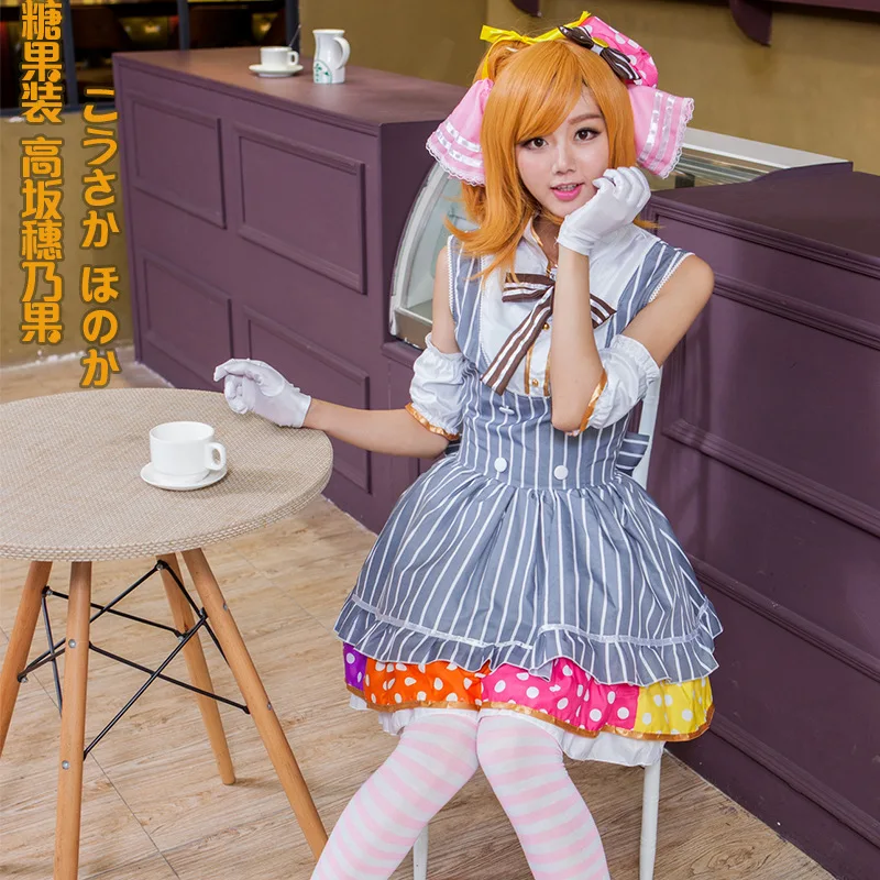 Новый аниме LoveLive! Honoka Kousaka конфеты платье горничной Minami Kotori Обувь в стиле Живая