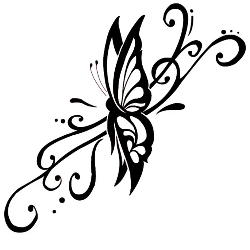 

17.8*16.7CM Beautiful Butterfly Vinyl Graphic Car Styling Car Stickers And Decal Accessories Black/Silver C9-1630