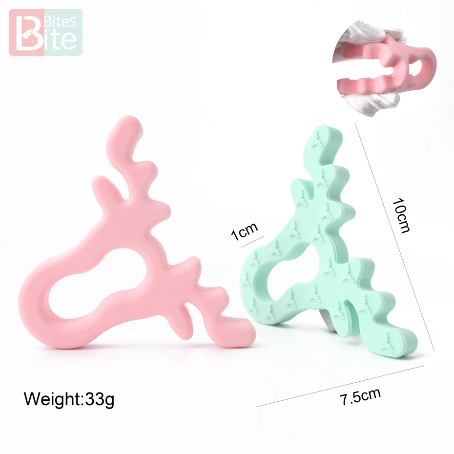 Bite Bites 1pc Silicone Teether Christmas Gifts Tree Snowflake Pacifier Chain Making Food Grade Silicone Sika Deer Baby Teether