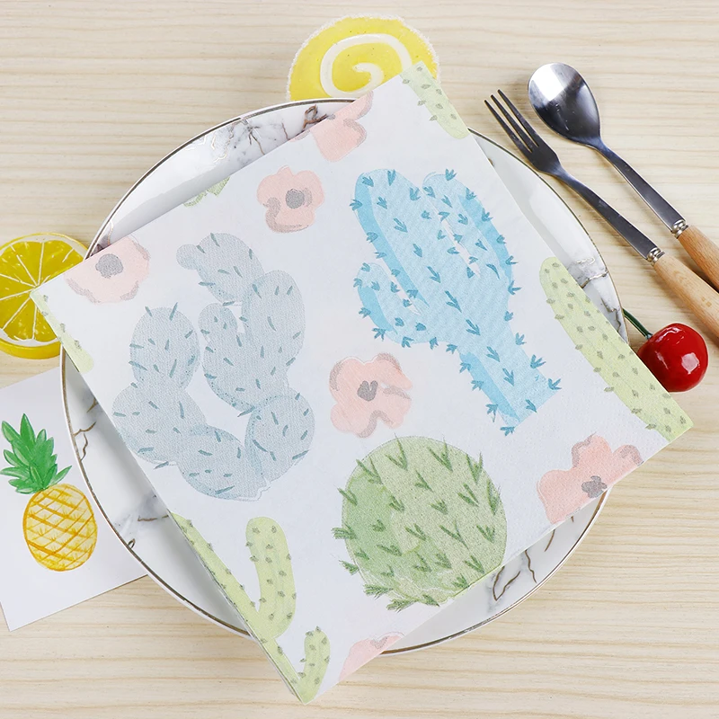 INS белый свежий кактус цветы бумажные салфетки кафе и вечерние украшение в