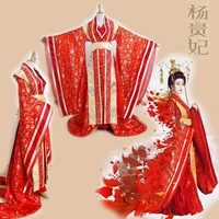 red princess costume wedding costume lady of the dynasty tang empress yang guifei mum and daughter parent child hanfu set
