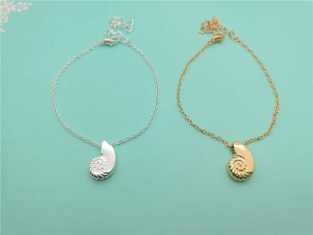 Cute Seashell Bracelet Ariel Voice Shell Spiral Swirl Sea Snail Ocean Beach Conch Bracelets Nautical jewelry | Украшения и
