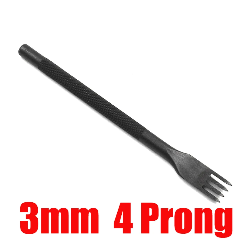 3mm Black 4 Prong 3, 4, 5 мм расстояние между кожаными дырочками DIY ручной перфорированный алмазный инструмент для шитья дырокол инструмент для перфорации кожи 1/2/4/6 - Цвет: 3mm Black 4 Prong