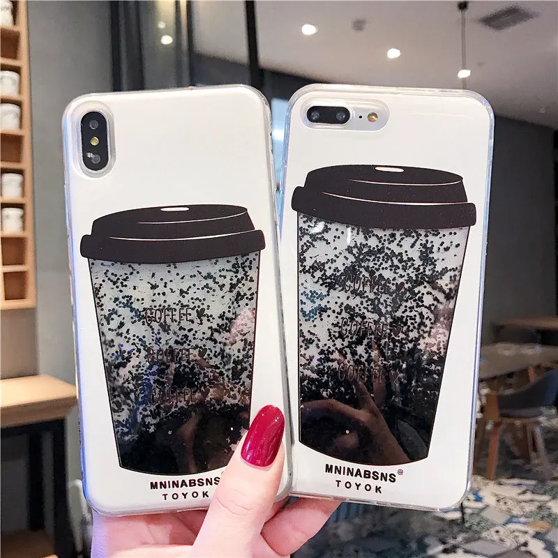 Для iPhone X XS XR MAX чехол для телефона кофе чашки жидкости зыбучие пески Силиконовые 8