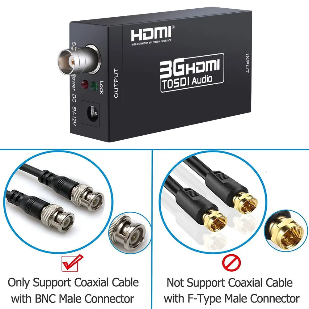 ESYNiC 3g HDMI к SDI аудио конвертер с 5 В/1A DC адаптер питания видеовыход bnc вход порт 2 970