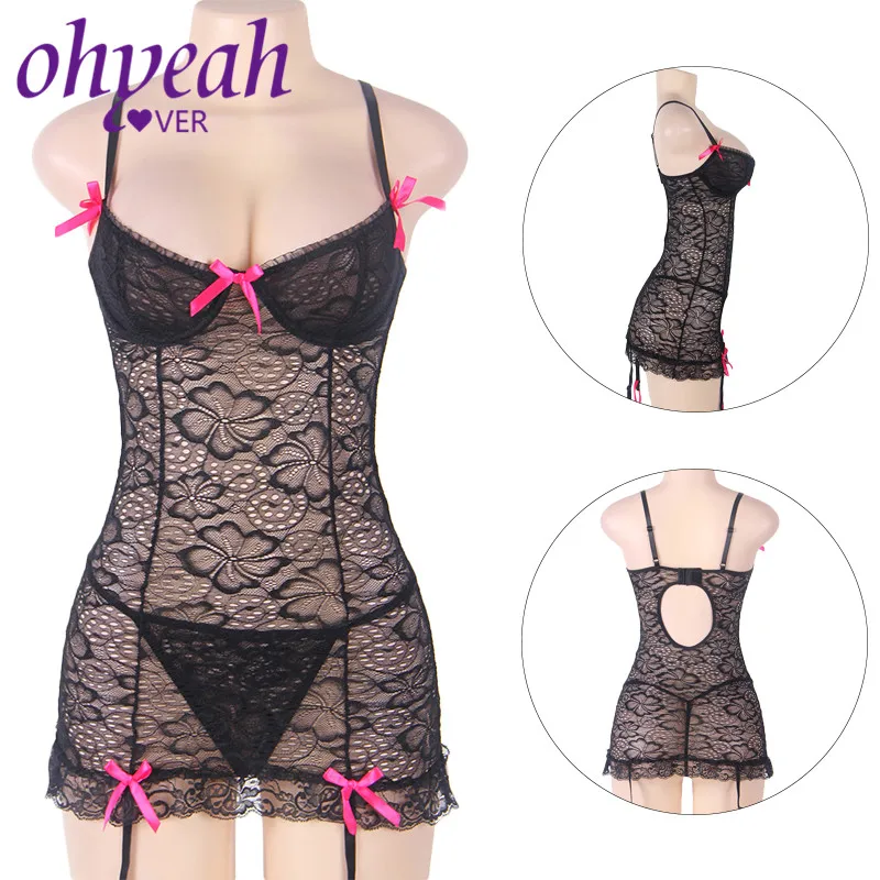 Ohyeahlover женское платье с подвязками полый эротический наряд Короткое сексуальное