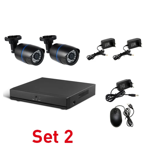 Set 2 2CH/4CH 1080P IP CCTV камера Камера Системы комплект HD 8-канального сетевого видеорегистратора 2 шт/4 шт 1920x1080P 2.0MP Водонепроницаемый пуля Камера Secuity Камера - Цвет: Set 2