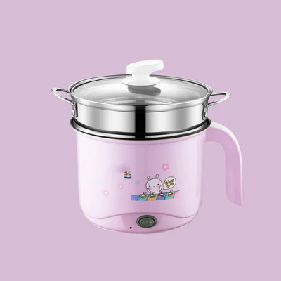 Pink non-stick liner DMWD многофункциональная электрическая сковорода из нержавеющей стали, жаровня, лапша, рис, варочная плита на пару, яйца, суп, кастрюля с подогревом, пароварка для еды, ЕС - Цвет: Pink non-stick liner