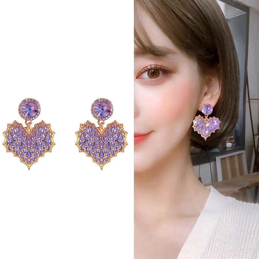 Модные серьги капельки с кристаллами в форме сердца для женщин романтические