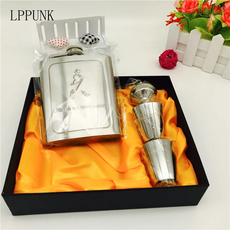 Хит, Bpa free, 7 унций, виски, отпечаток, виски, водка, кувшин, cccp, 304, нержавеющая сталь, спирт, ликер, Джек, бедра, фляжка, подарочный набор - Цвет: man set