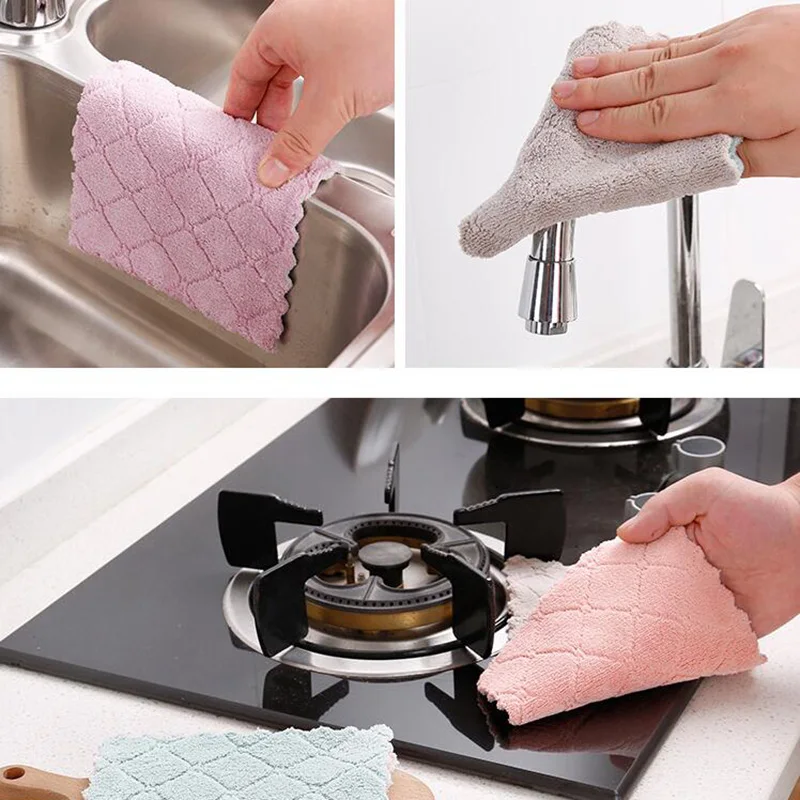 1 шт. кухонное моющее посудное полотенце ткань для рук волокно Dishrag Duster анти