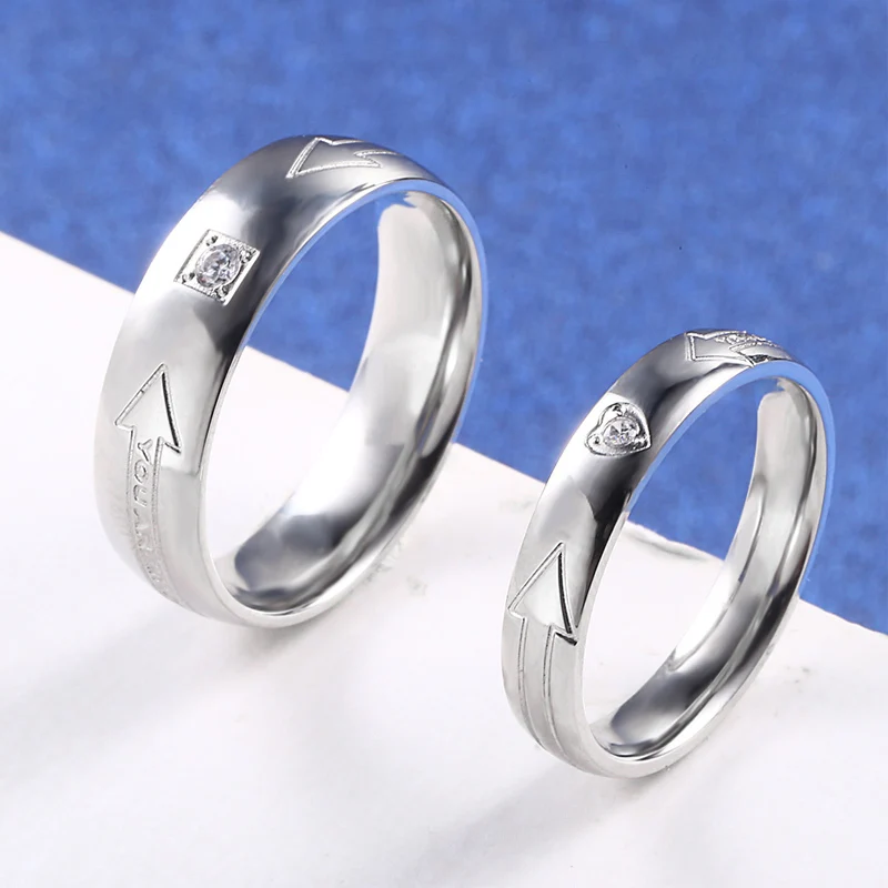 RIR 1Pcs Fashion Simple With Crystal Rings For Women Men Wedding Engagement Lovers Jewelry Gold In Stainless Steel | Украшения и