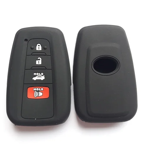 Резиновый корпус Автомобильный ключ чехол держатель для Toyota Camry CHR Prius Corolla RAV4 силиконовые 4 кнопки - Название цвета: black white