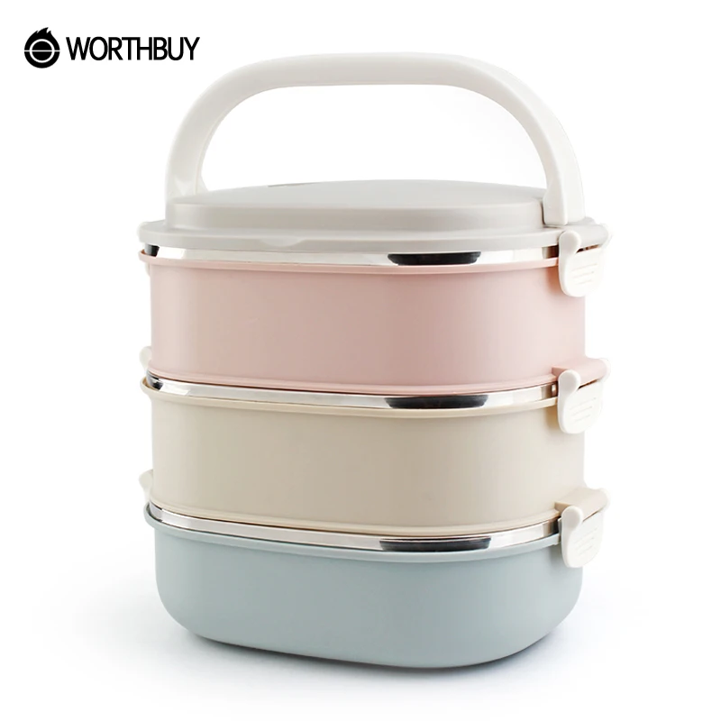 WORTHBUY 304 Stainless Steel Lunch Box For Kids Japanese Bento Portable School Picnic Food Container Thermal box | Дом и сад