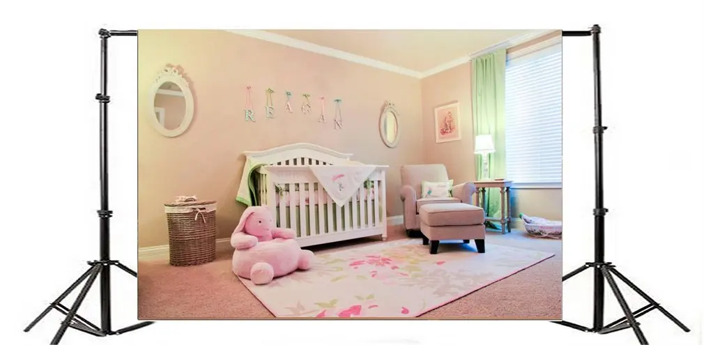 

Photography Backdrop Cartoon Living Room Wooden Bed Interior Princess