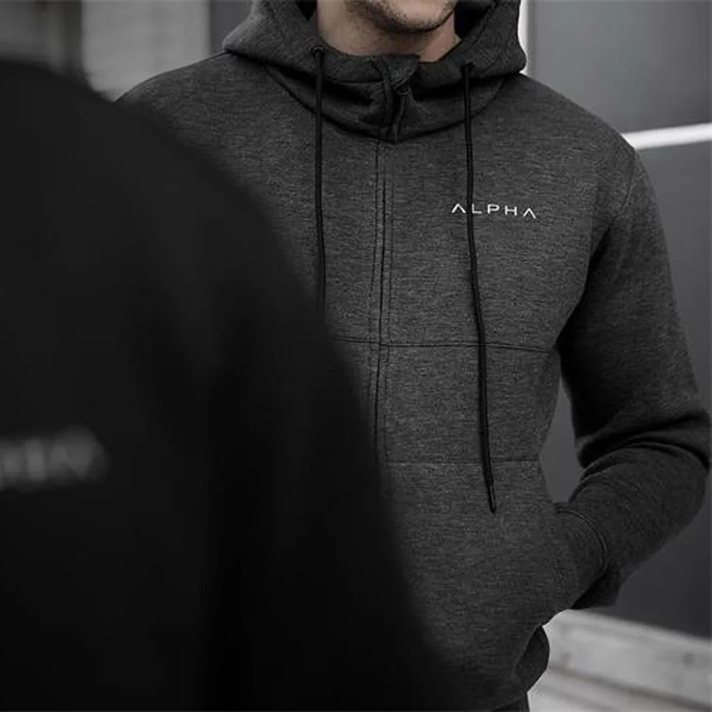 Мужские толстовки с капюшоном от бренда Alpha, хлопковая толстовка с длинными рукавами, кардиган на молнии, стильная толстовка с капюшоном, мужская повседневная толстовка