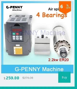 G-PENNY 2.2KW ER20 мотор шпинделя с водяным охлаждением CNC 80x230 мм 220 В/380 В 4 подшипника и 80 мм алюминиевый круглый кронштейн шпинделя