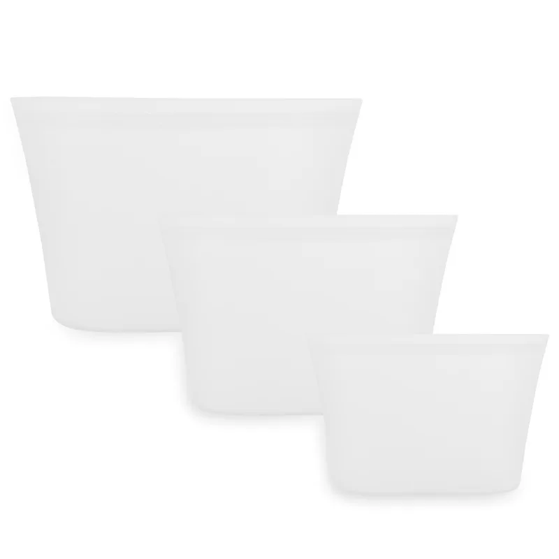 WhiteBowl 3 шт силиконовый мешок контейнеры для хранения пищевых продуктов герметичная миска для свежей еды многоразовая сумка на молнии многоразовые контейнеры для хранения фруктов и овощей - Цвет: WhiteBowl