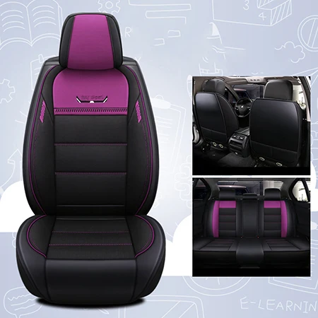 Кожаные и лен авто чехлы на сиденья для lada 2106 2107 2109 2110 2114 granta, changan cs35 cs75 eado raeton - Название цвета: Purple Standard