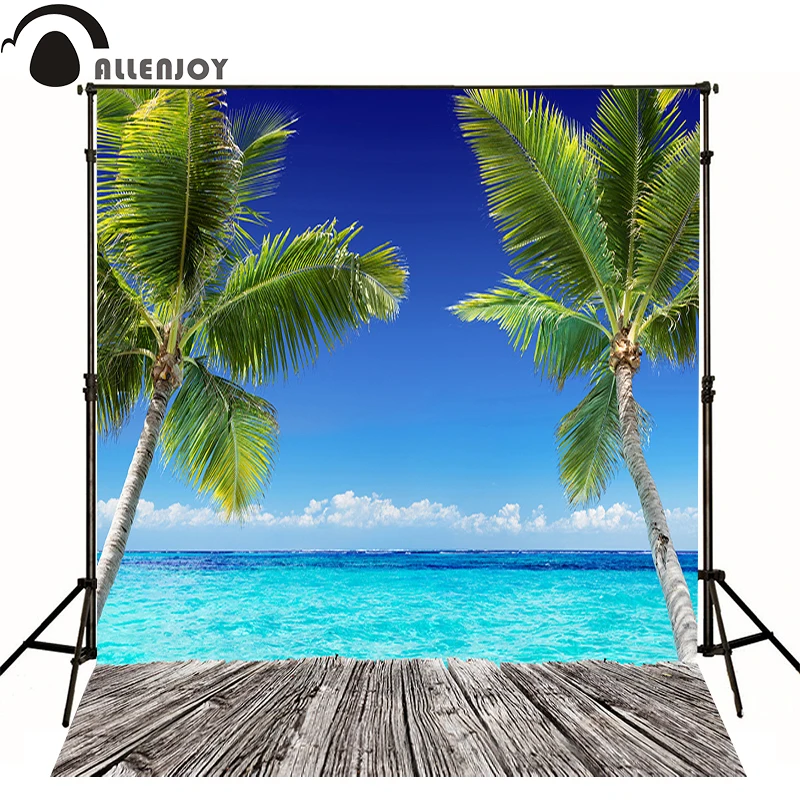 

Фон для профессиональной фотосъемки Allenjoy кокосовое дерево океан дерево фон для фотосъемки голубое небо реквизит для фотосъемки новорожден...