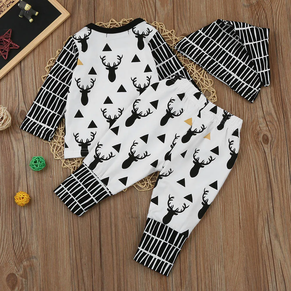 Удобная детская одежда Лидер продаж топы с длинными рукавами и принтом оленя для