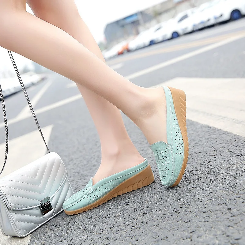 Женские сандалии из натуральной бычьей кожи на плоской подошве летние женские