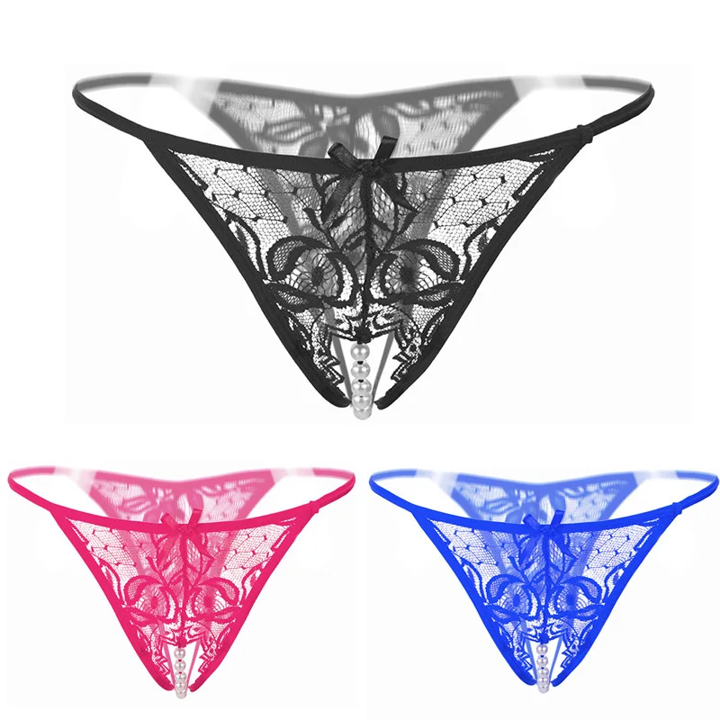 Трусики с вырезами сексуальные трусики жемчужинами женское нижнее белье стринги