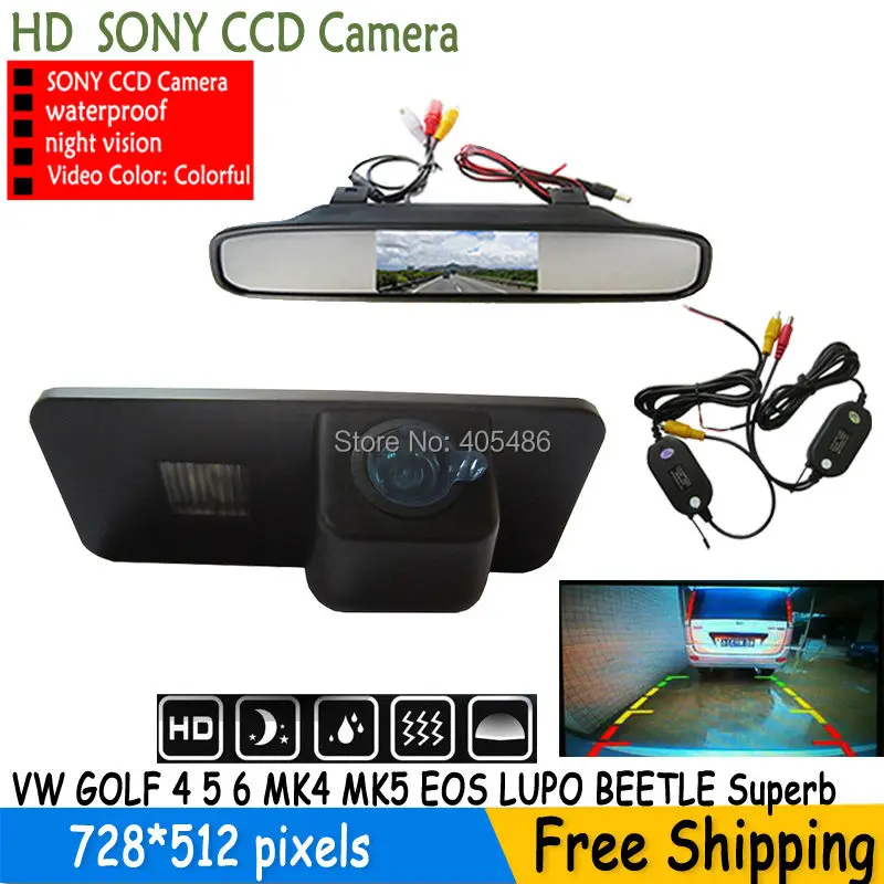 Беспроводная Автомобильная камера заднего вида SONY CCD HD с монитором для VW GOLF 4 5 6 MK4